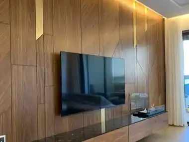 Gold-Strip Walnut Wall interior design Bhubaneswar